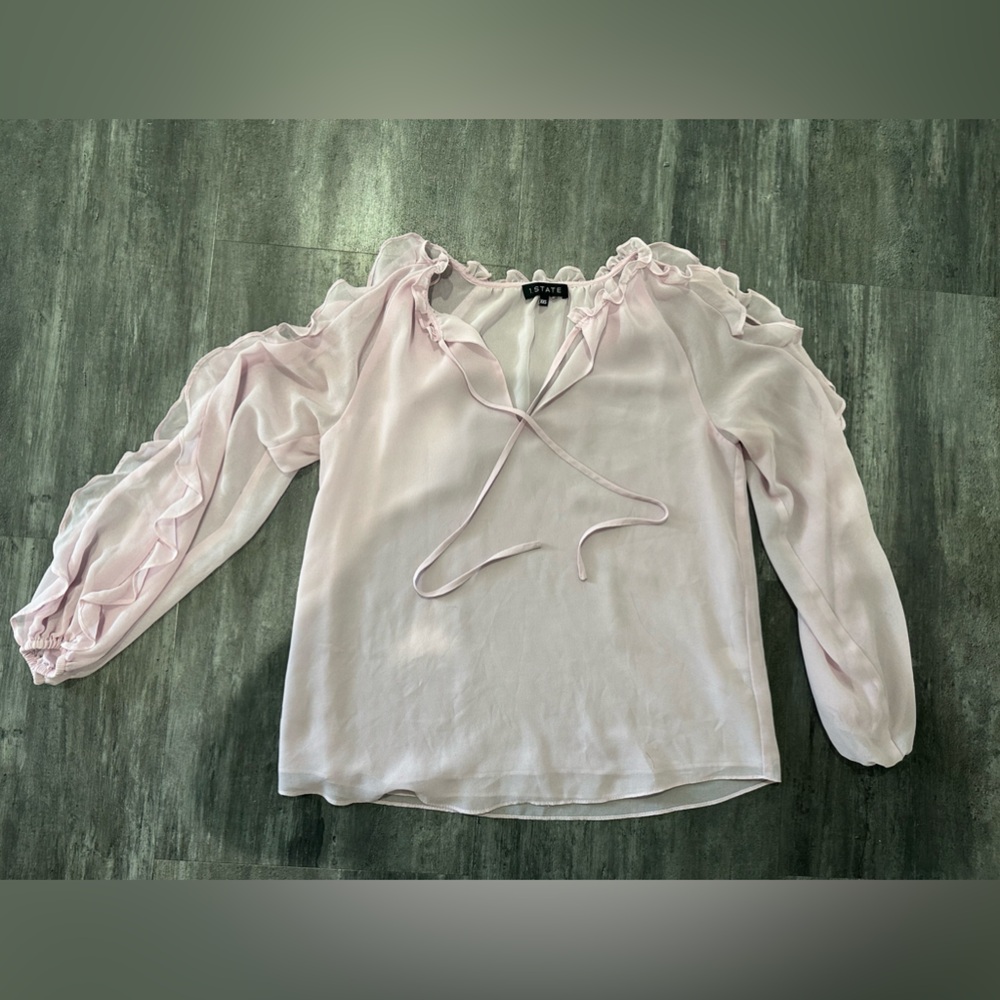Chic Light Pink Ruffle Blouse